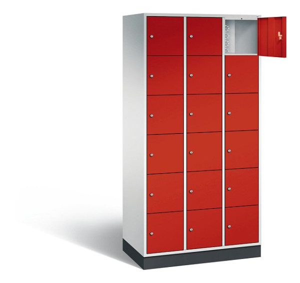 C+P Schließfachschrank Intro, H1950xB920xT490mm, Farbe: Lichtgrau / feuerrot, 8670-301 S10070