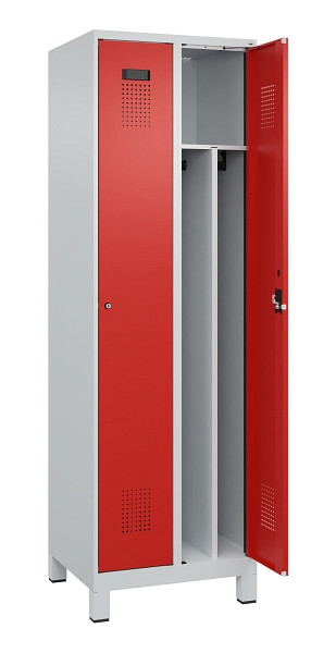 C+P Spind Evolo PLUS, mit Füßen, 2 Abteile, 1950x600x500mm, 7035/3020, Verschluss Zylinderschloss, 049010-20F S10032