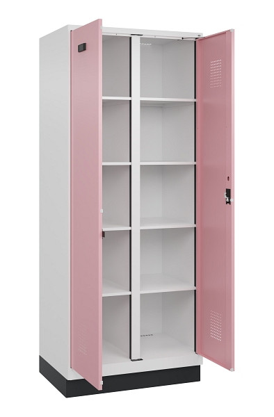C+P Wäsche-Spind Evolo PLUS, mit Sockel, 2 Abteile, 1950x800x500mm, 9016/3015, Verschluss Zylinderschloss, 049022-22B S10045