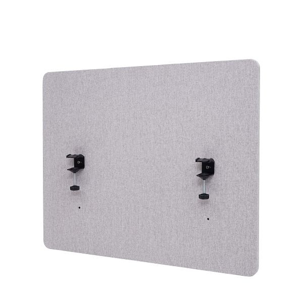 Mendler Akustik-Tischtrennwand HWC-G75, Büro-Sichtschutz Schreibtisch Pinnwand, doppelwandig Stoff/Textil, 60x75cm grau, 71940+71943