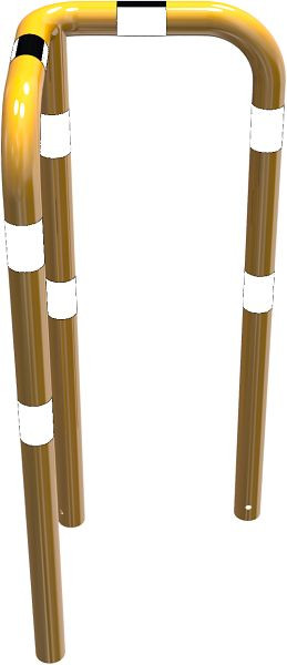 Schake Rammschutzbügel 90° gleichschenklig Stahlrohr Ø 76 mm gelb / schwarz, Gesamtbreite: 600 mm, Höhe Überflur: 1150 mm, zum Einbetonieren, 477_61BG