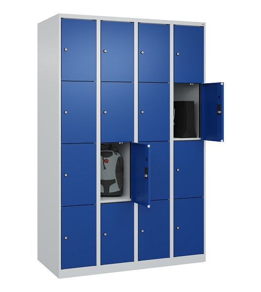 C+P Schließfachschrank Evolo PLUS, 16 Fächer, 1850x1200x500mm, 7035/5010, 049000-404 S10006