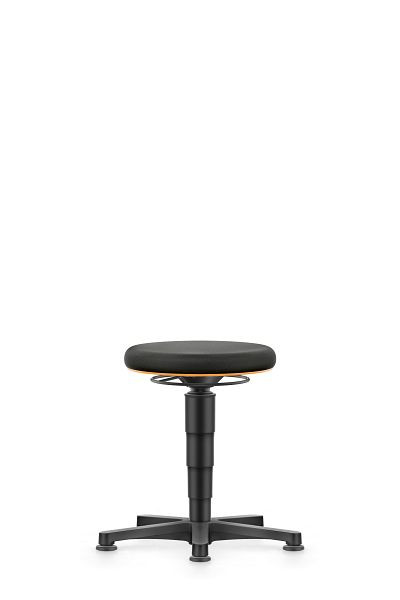 bimos Allround Hocker mit Gleiter, Stoff schwarz, Sitzhöhe 450-650 mm, Farbring orange, 9460-6801-3279