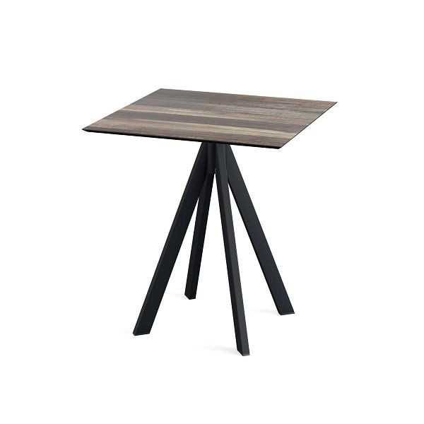 Feros Infinity Terrassentisch Schwarz gestell + Tropical Wood HPL 70x70 cm, 120011277