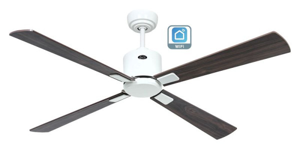 CasaFan Deckenventilator Eco Neo III 132 Lack weiß-Massivholz Nussbaum gebeizt/Kirsche WiFi, 943212W