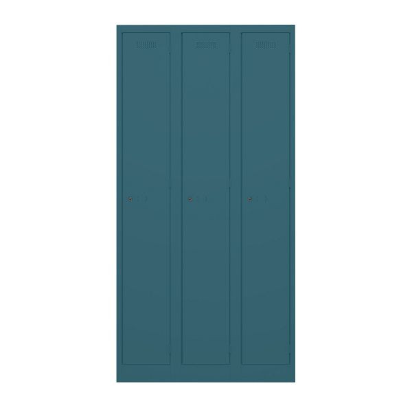 Bisley Garderobenschrank Primary Locker, 3 Abteile, 653 ozeanblau, PL3050T1653