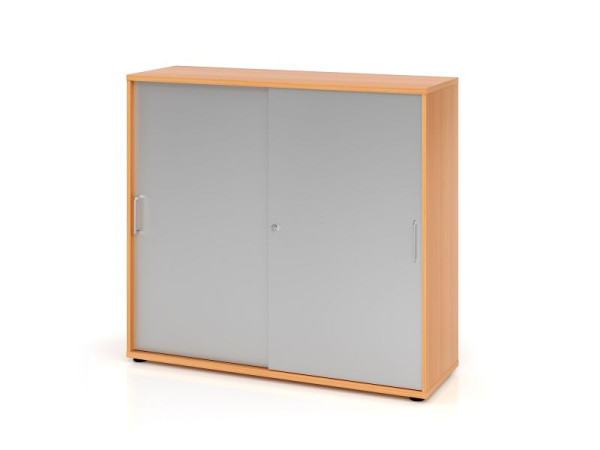 Hammerbacher Schiebetürschrank 1753S BS, 3 OH, Korpus: Buche / Front: Silber, 120 x 40 x 110 cm (BxTxH), V1753S/6/S/BS