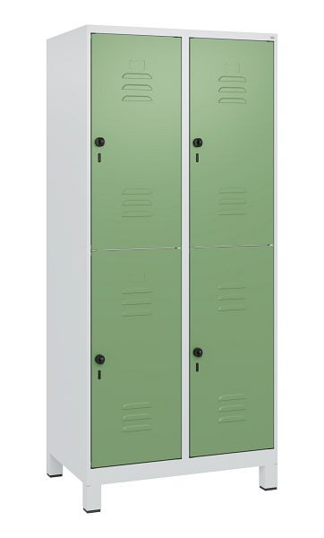 C+P Doppelstöckiger Spind Classic PLUS, Füße, 2 Abteile, 1800x800x500mm, 7035/6011, Drehriegel, 0803107-22 S10006