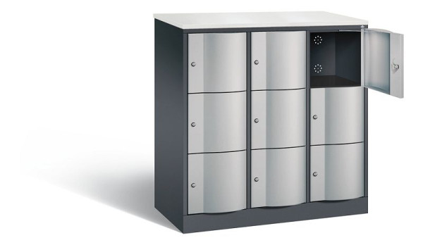 C+P Schließfachschrank Resisto, H1255xB1148xT540mm, Farbe: Schwarzgrau / Weißaluminium, 8573-372 S10694