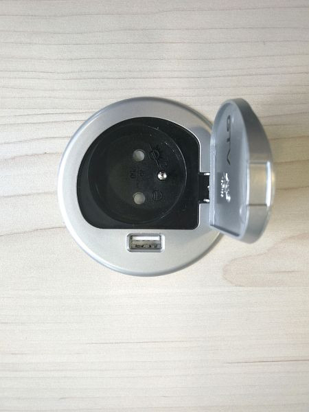 Kerkmann Steckdose, mittig montiert, Ø 76 x H 80 mm, silber/schwarz, 11300414