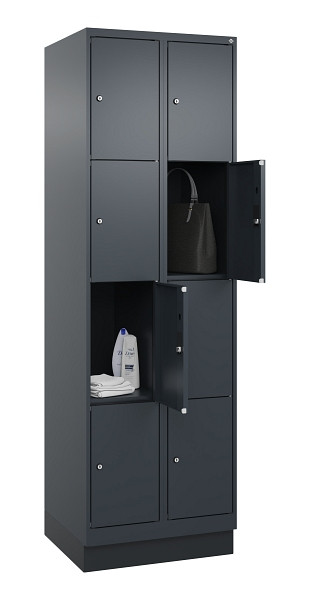 C+P Schließfachschrank Evolo PLUS, mit Sockel, 8 Fächer, 1950x600x500mm, 7016/70, Frontfarbe RAL 7016 Anthrazitgrau, 049020-204 S10016