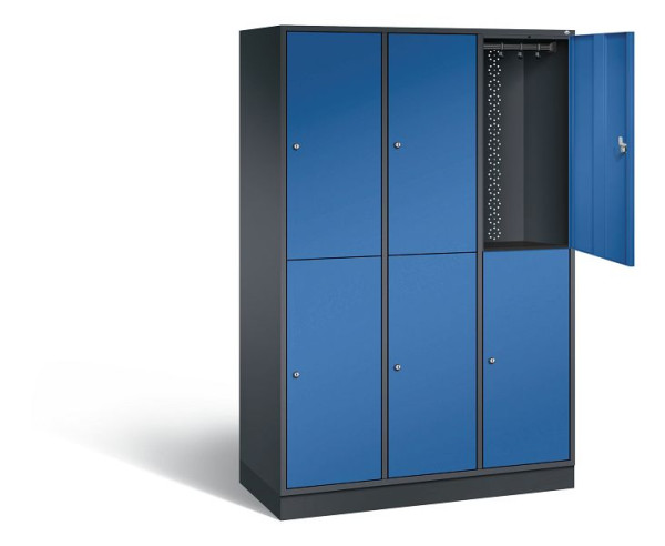 C+P Spind doppelstöckig XL Intro, H1950xB1220xT490mm, Farbe: Schwarzgrau / Enzianblau, 8270-302 S10053