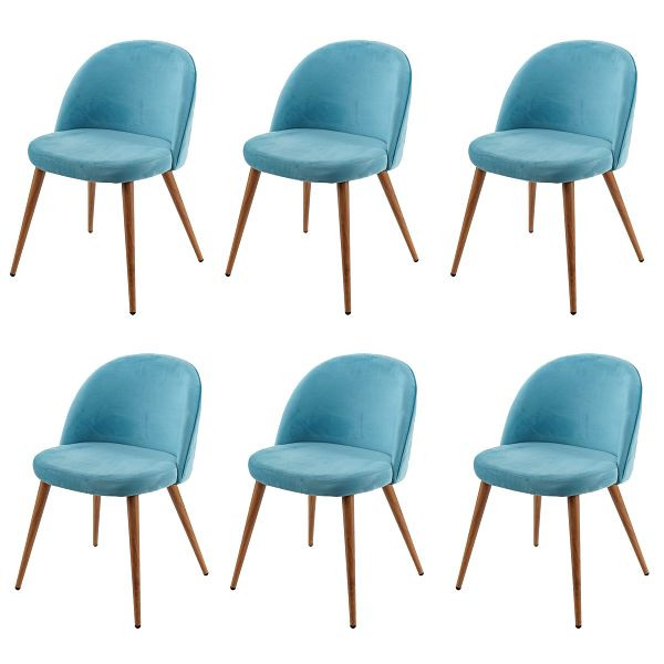 Mendler 6er-Set Esszimmerstuhl HWC-D53, Stuhl Küchenstuhl, Retro 50er Jahre Design Samt, türkis, 3x63099