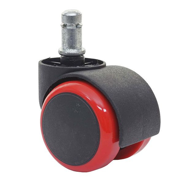 Mendler 5er-Set Hartbodenrollen HWC-H86, Bürostuhl-Rollen Stuhlrollen, 150kg belastbar Ø 11mm, rot, 74228