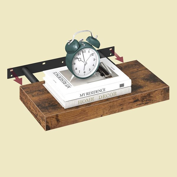 VASAGLE Schwimmendes Regal, Wandregal für Bücher, Fotos, Sammlerstücke, wandmontiertes Büroregal, 40 x 20 x 3,8 cm, MDF, rustikale braune, LWS24BX
