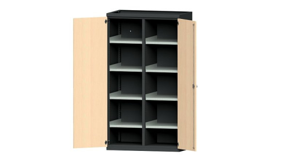 ANKE Werkbänke Schwerlastschrank, Modell 201 VH, 1085 x 630 x 1950 mm, RAL 7016/Buche Dekor, 620.018