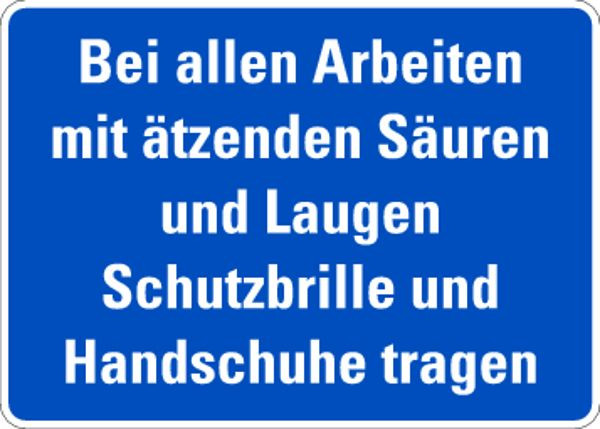 Schilder Klar Betriebsbeschilderung Schutzbrille und Handschuhe tragen, 350x250x0.45 mm Aluminium geprägt, 838/00