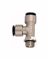 Riegler T-Steckverschraubung, Steckanschlüsse in L-Form, drehbar, Außengewinde zylindrisch mit O-Ring (NBR), 108690