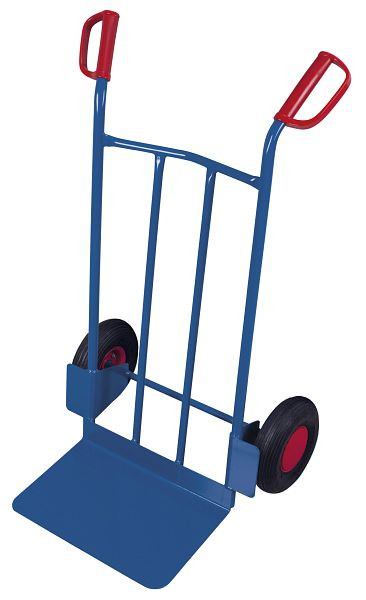 VARIOfit Stahlrohrkarre mit großer Schaufel, Außenmaße: 690 x 600 x 1.110 mm, RAL 5010 enzianblau, Radsatz: Luftbereifung, sk-710.205