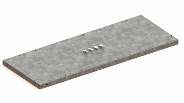 Meta Zusatzboden für Steckregal Meta CLIP 150, Höhe: 40mm, Länge: 1300mm, Tiefe: 500mm, RAL 7035 lichtgrau, inkl. 4 Fachbodenträger, 9900004451