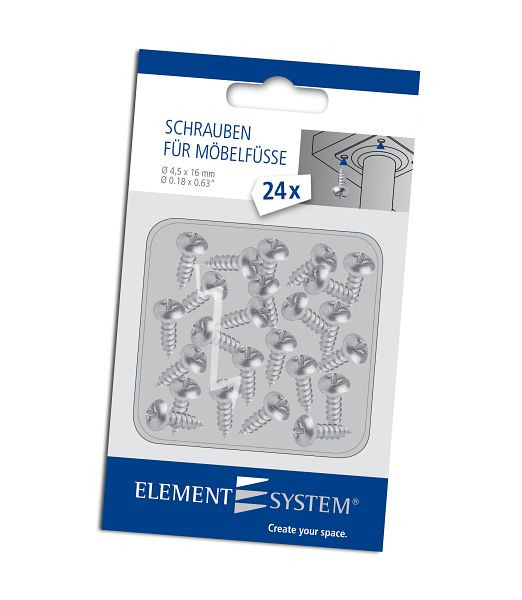 Element System SCHRAUBEN FÜR MÖBELFÜSSE, VE: 240 Stück (10 Einheiten a 24 Stück), VERZINKT, 11617-00000
