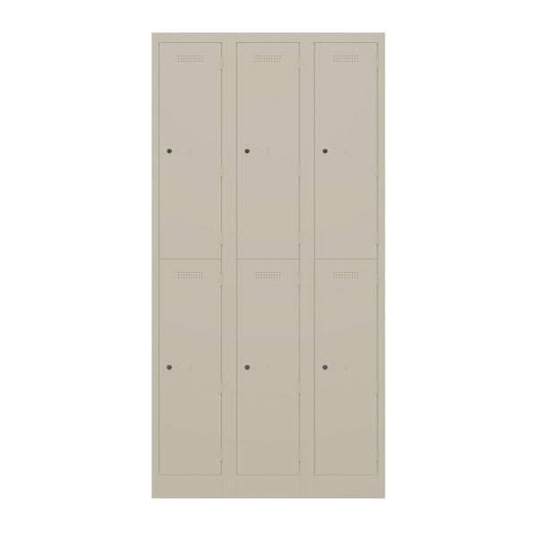 Bisley Garderobenschrank Primary Locker, 3 Abteile mit je 2 Fächern übereinander, 643 sand, PL3050T2643
