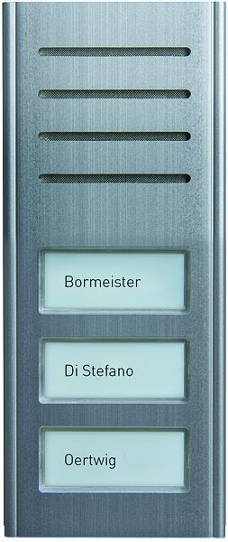 TCS Audio Außenstation Serie ASX 3 Namenfeldtaster (zentriert), AP silber, ASX13003-0010