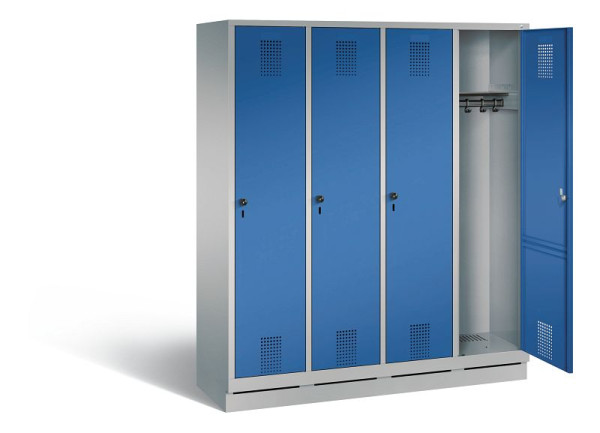 C+P Garderobenschrank Evolo, H1800xB1590xT500mm, Farbe: Weißaluminium / Enzianblau, 48020-42 S10616
