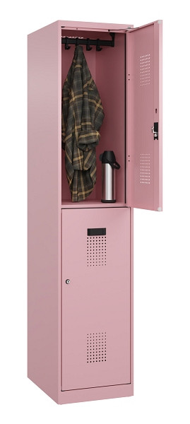 C+P Doppelstöckiger Spind Evolo PLUS, 2 Fächer, 1850x400x500mm, 3015/3015, Zylinderschloss, 049300-12 S10051
