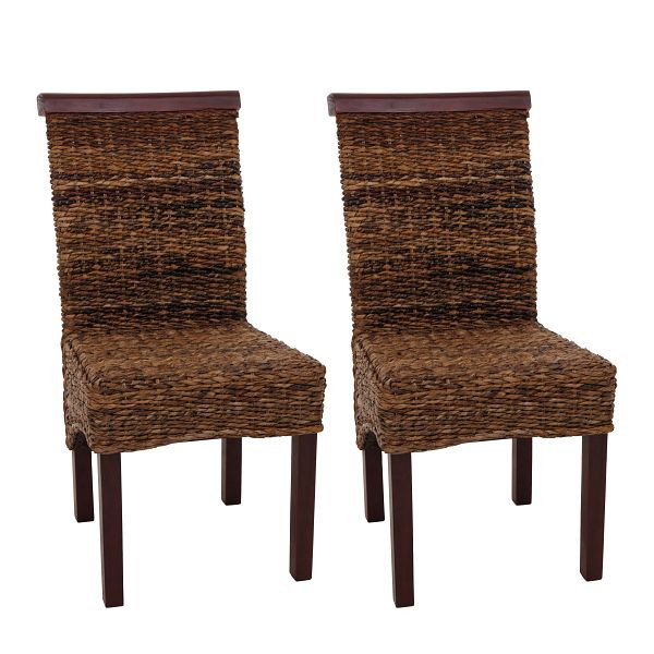 Mendler 2er-Set Esszimmerstuhl Korbstuhl M45 Stuhl Bananengeflecht, hell, ohne Kissen, 12411