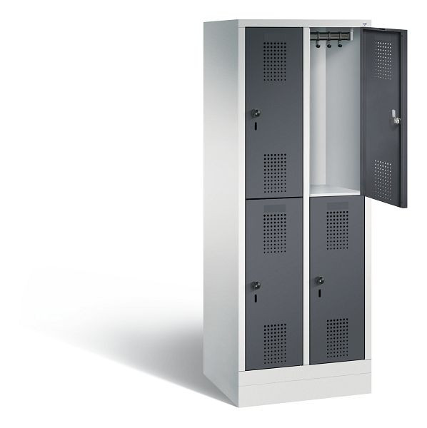 C+P Spind doppelstöckig Evolo, H1600xB610xT500mm, Farbe: Lichtgrau / Schwarzgrau, 483206-20 S10065