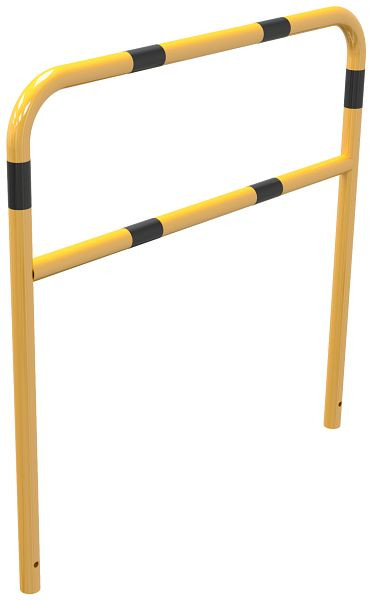 Schake Abweisebügel aus Stahlrohr Ø48mm, Breite: 1200mm, Gesamthöhe: 1200 mm, mit Querholm, feuerverzinkt, beschichtet gelb / schwarz, 448_23BG