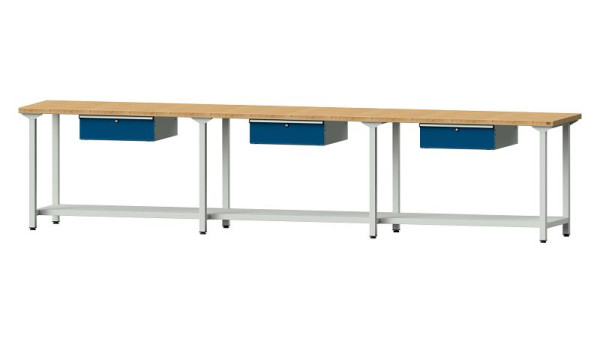 ANKE Werkbänke Arbeitstisch, Modell 103, 4050 x 700 x 890 mm, RAL 7035/5010, BMP 40 mm, 400.533