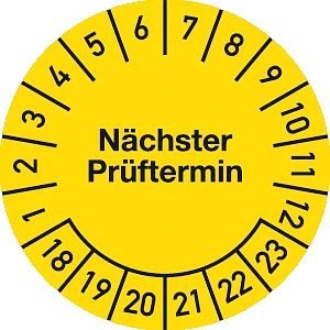 Moedel Prüfplakette Nächster Prüftermin 2018-2023, Folie, Ø 25 mm, VE: 500 Stück/Rolle, 55571