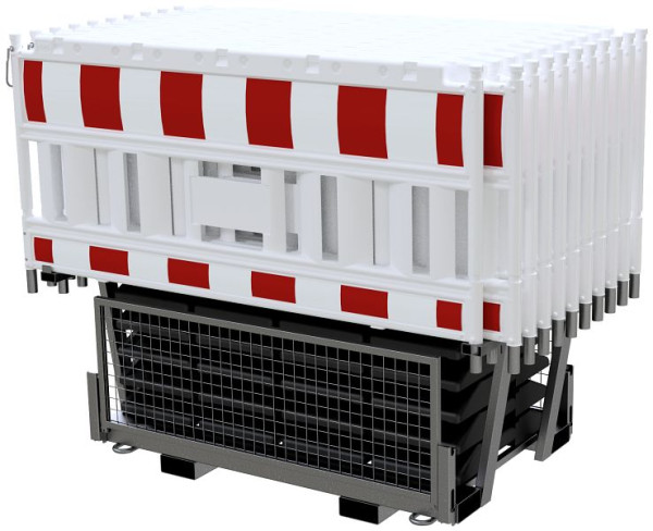 Schake Absperrschrankengitter SET4 bestehend aus: 1x Twinpalette, 20x Absperrschrankengitter NOX, ohne Lampenadapter, Folie rot/weiß, 33420K2-SET4