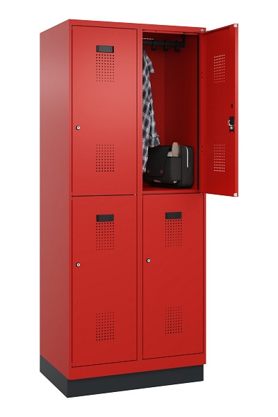 C+P Doppelstöckiger Spind Evolo PLUS, mit Sockel, 4 Fächer, 1950x800x500mm, 3020, Zylinderschloss, 049320-22 S10052