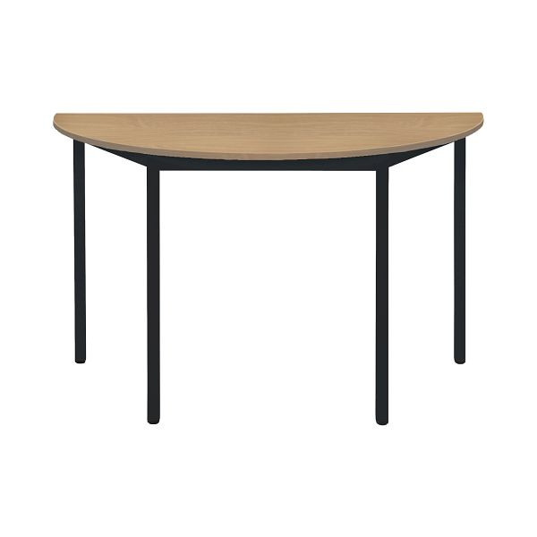 Bisley Mehrzwecktisch, Halbrund, Breite 1200 mm, Tiefe 600 mm, 25mm Tischstärke, 333 schwarz x BC buche, MTC25H1206BC333