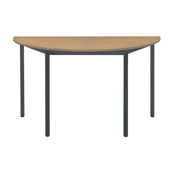 Bisley Mehrzwecktisch, Halbrund, Breite 1400 mm, Tiefe 700 mm, 25mm Tischstärke, 334 anthrazitgrau x BC buche, MTC25H1407BC334