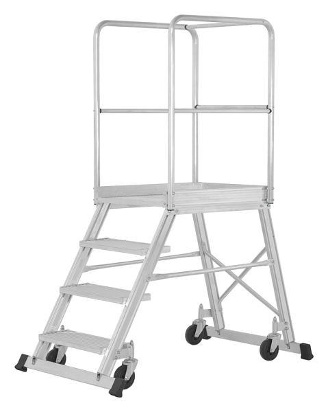 HYMER Podesttreppe fahrbar, einseitig begehbar nach DIN EN 131-7, 4 Stufen, Standhöhe 0,97 m, 688804