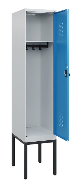 C+P Spind Evolo PLUS, Gestell, 1 Abteil, 1950x400x500mm, 7035/5012, Drehriegel, 0490305-12 S10007