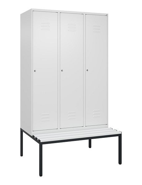 C+P Umkleidespind Classic PLUS mit Mitteltrennwand, 3 Abteile, 2120x1200x815mm, 9016/9016, Zylinderschlösser, 0800507-32F S10029