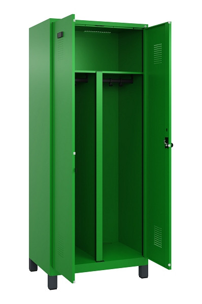 C+P PSA Schwarz-Weiß-Spind Evolo PLUS, mit Füßen, 2 Abteile, 1950x800x500mm, 60, Drehriegel, 049012-22P S10026