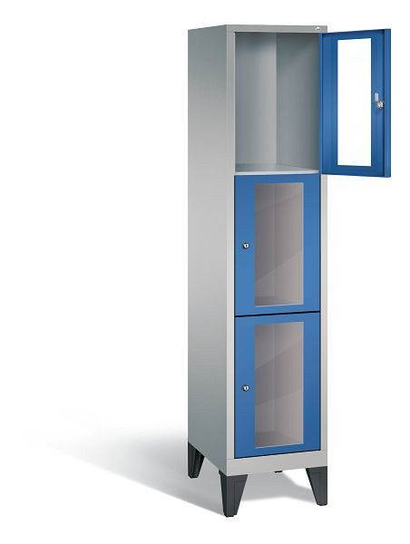 C+P Schließfachschrank Classic, H1850xB420xT500mm, Farbe: Weißaluminium / Enzianblau, 8010A123 S10013