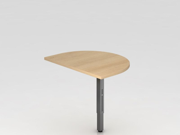 Hammerbacher Anbautisch mit Stützfuß eckig 60x80cm Eiche/Graphit, gerundet zum Anbau an Schreibtisch, VRA60/E/G