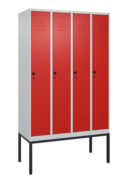 C+P Umkleidespind Classic PLUS mit Mitteltrennwand, Gestell, 4 Abteile, 2120x1200x500mm, 7035/3020, Drehriegel, 0800307-40F S10002