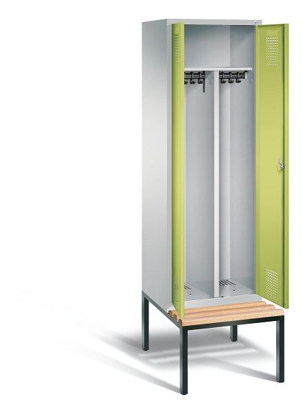 C+P Schwarz-Weiss-Spind Evolo, H2090xB610xT815mm, Farbe: Lichtgrau / Viridingrün, 48052-20 S10240