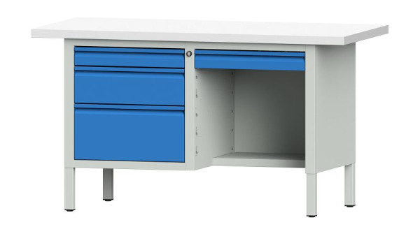 ANKE Werkbänke Kastenwerkbank, Modell 348 E, 1500 x 700 x 840 mm, RAL 7035/5012, KSP 40 mm, 510.318