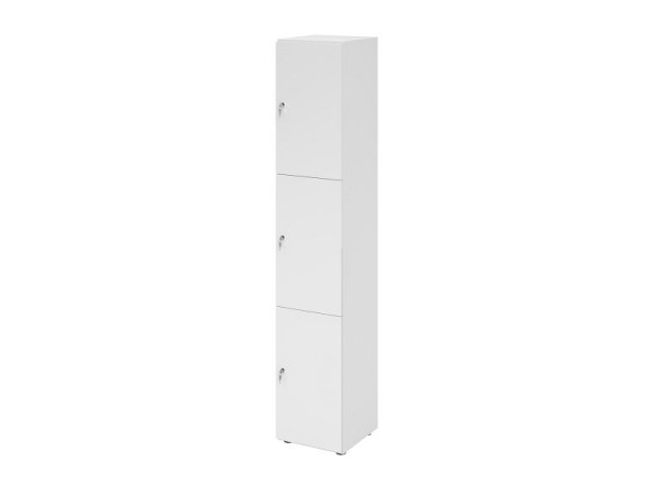 Hammerbacher Schließfachschrank schmal 6OH, 3 Türen mit Schloss, Korpus: weiß, Türen: weiß, 40 x 40 x 215,6 cm (BxTxH), V264L3/W/W/DS