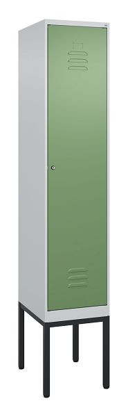 C+P Umkleidespind Classic PLUS, Gestell, 2120x400x500mm, 7035/6011, Zylinderschloss, 0800307-12 S10021