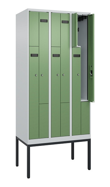 C+P Z-Spind Evolo PLUS, Gestell, 6 Fächer, 2120x900x500mm, 7035/6011, Zylinderschloss, 0490337-306 S10033